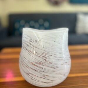 Artistic White Swirl glass Vase art unique